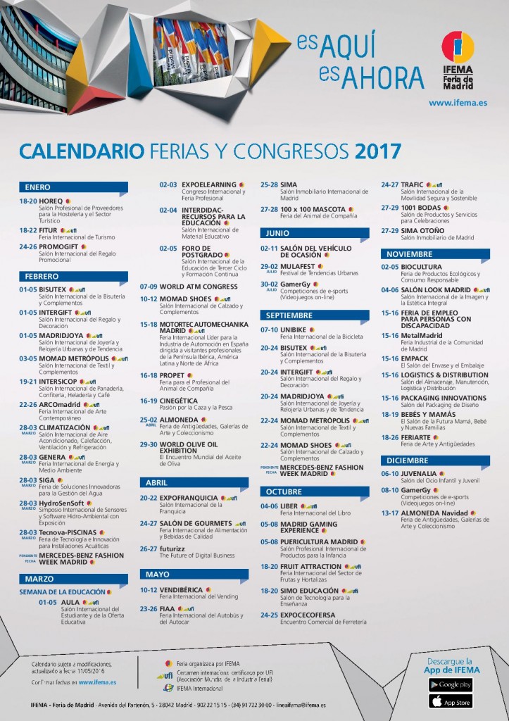 Calendario De Ferias Y Congresos De Ifema De 2016 Y 2017 Hostelería Madrid 4479